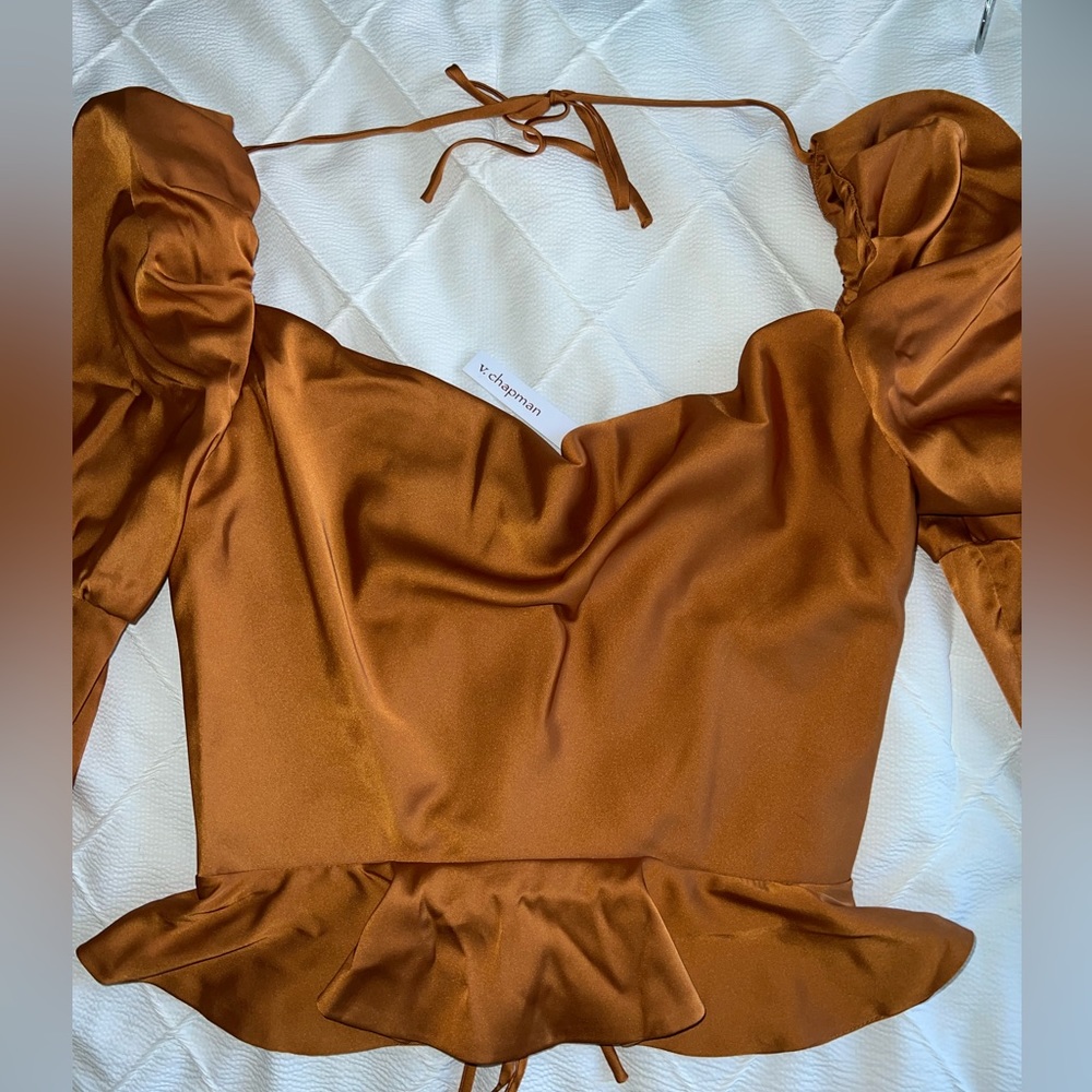 V.chapman Brown satin corset top
